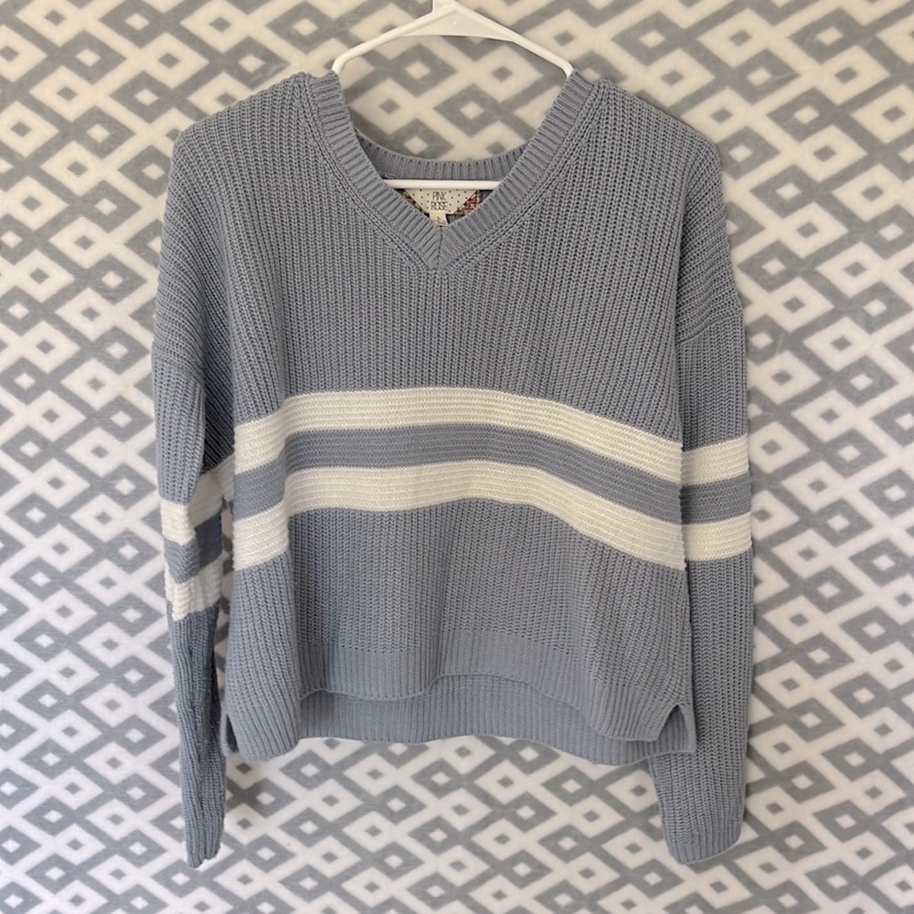 Pink Rose Brand Dusk Blue Cropped Sweater